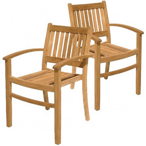 Teak Wood Patio Garden Stackable Chair Indonesia Outdoor Furniture Teak Wood Solid Wood Stacking Armchair European G