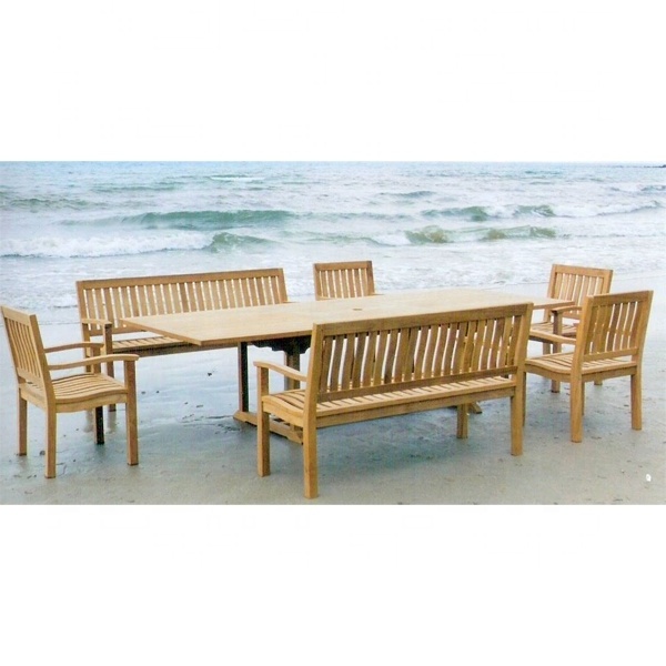 modern hotel outdoor furniture garden furniture set Teak wood Garden Set Chair Bench and Rectangular Extension Table Best Prices