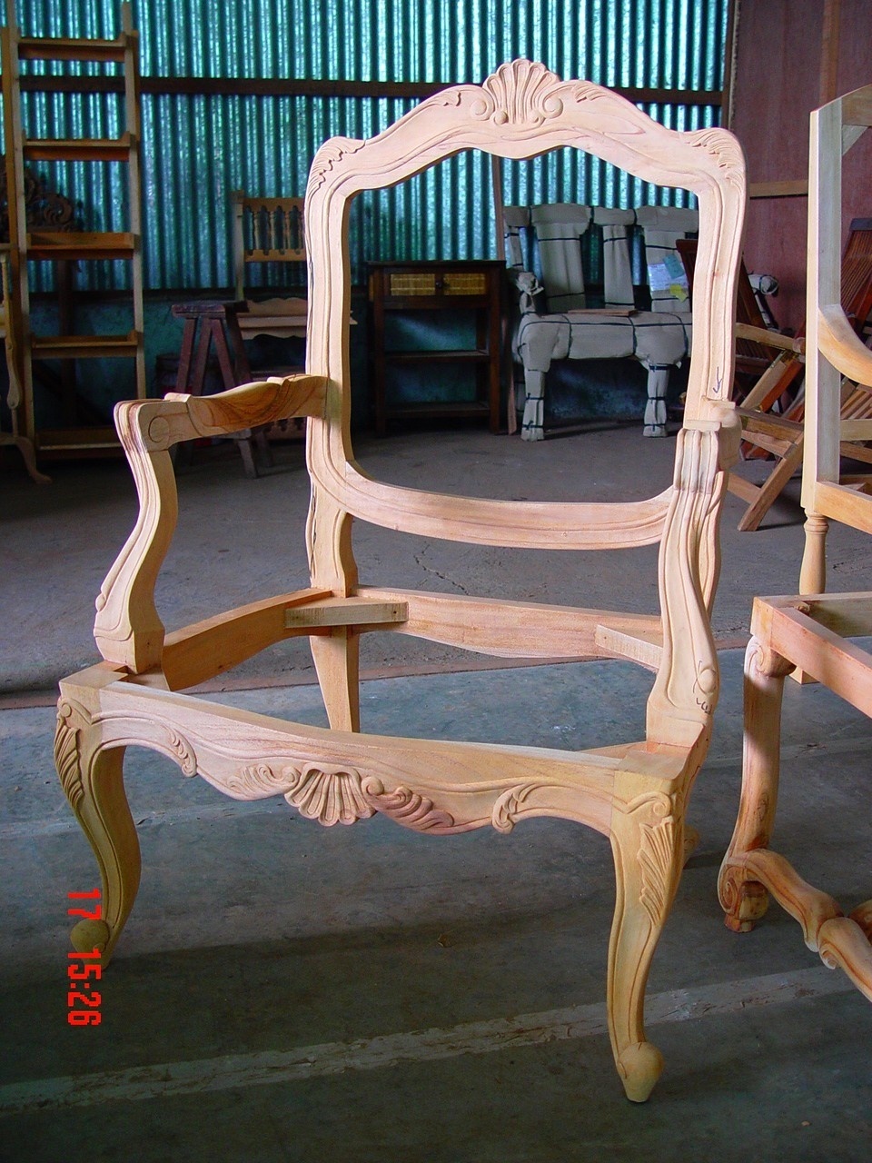 Wooden Carved Chair Mahogany Wooden unfinished furniture wooden frame chair Dining room Chair frame no paint no fabrics 2