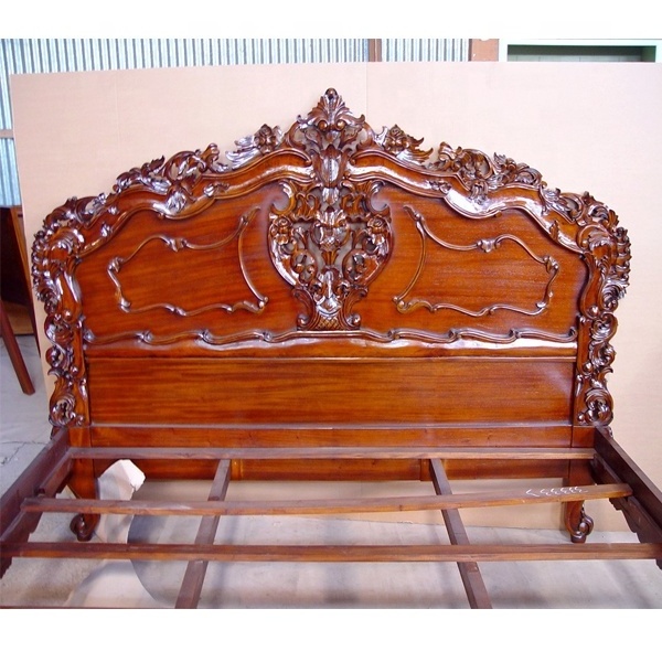 Racocco Bed Bedroom Furniture Mahogany Wood Antique Wooden Furniture  Mahogany Beds,