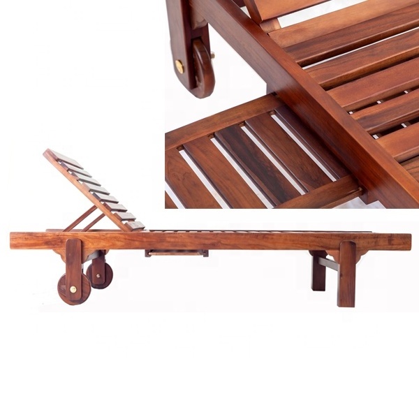 Outdoor Sun Lounger Bench Outdoor Garden Furniture Wooden Sunbed Teak Wooden Pool Chair Sun lounger