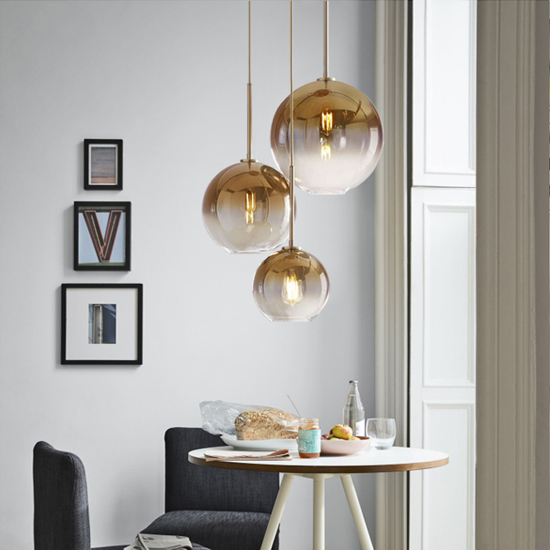 Home Lighting E27 Glass Bubble Ball Led Ceiling Pendant Lamps Indoor Modern Design Ball Hanging Wire Light Fixture Designer