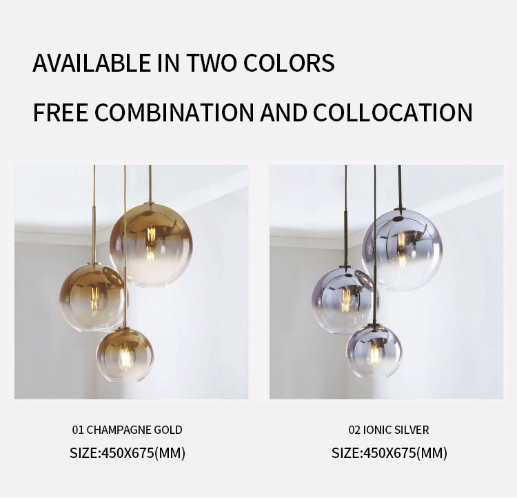 Home Lighting E27 Glass Bubble Ball Led Ceiling Pendant Lamps Indoor Modern Design Ball Hanging Wire Light Fixture Designer