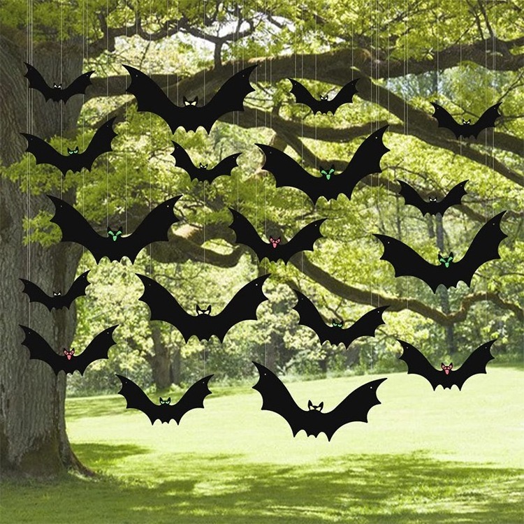 CIVI Halloween Bat Hanging Decoration Courtyard Bat Pendant Halloween Party Props Indoor Outdoor Hanging Decorations