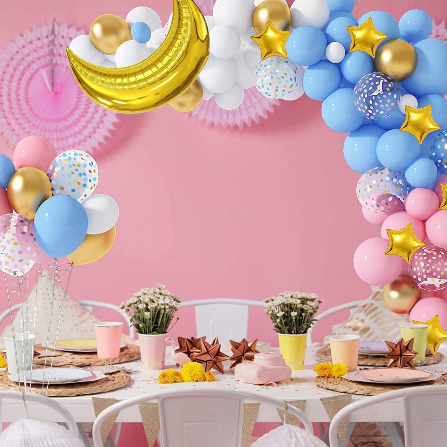 CIVI Gender Reveal Theme Birthday Party Balloon Arch Kit Boy or Girl Latex Balloon Atmosphere Decoration