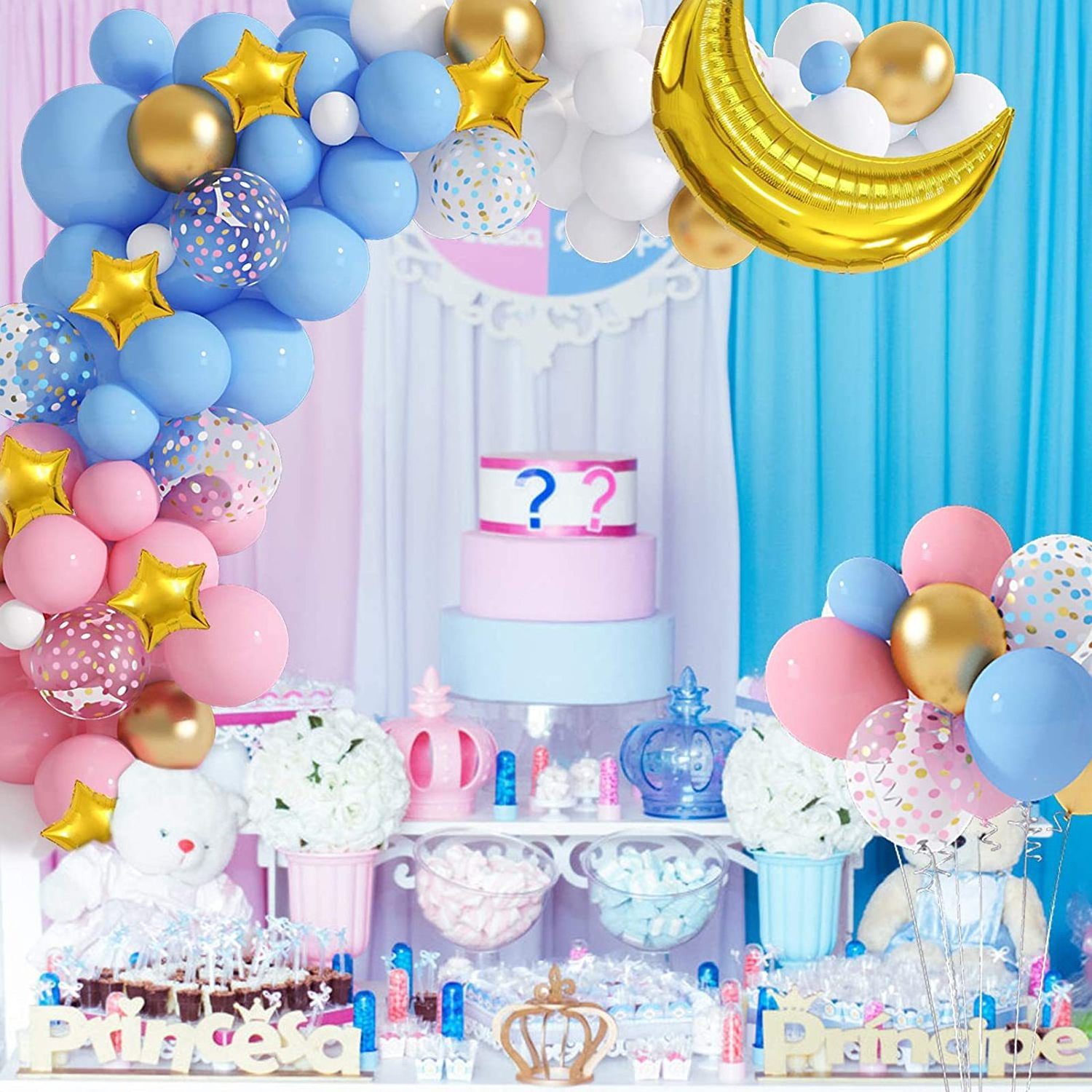 CIVI Gender Reveal Theme Birthday Party Balloon Arch Kit Boy or Girl Latex Balloon Atmosphere Decoration