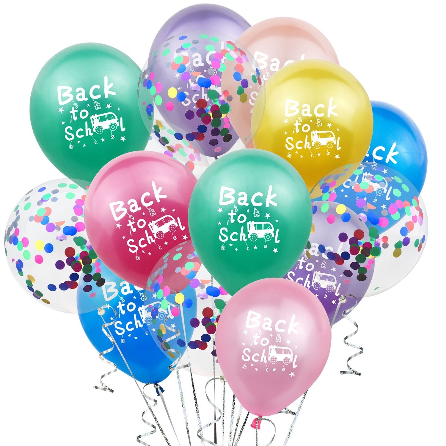 CIVI Back To School Theme Party Latex Color Glitter Balloon Supplies Classroom Celebration Balloon Supplies