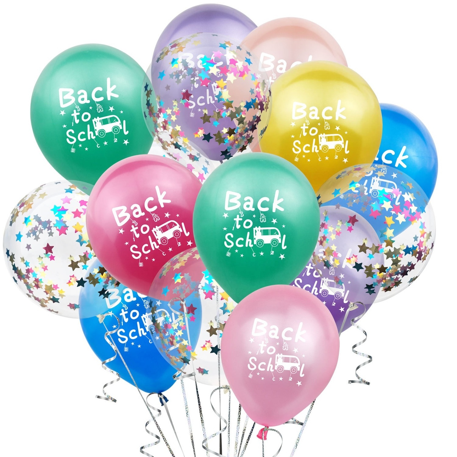 CIVI Back To School Theme Party Latex Color Glitter Balloon Supplies Classroom Celebration Balloon Supplies