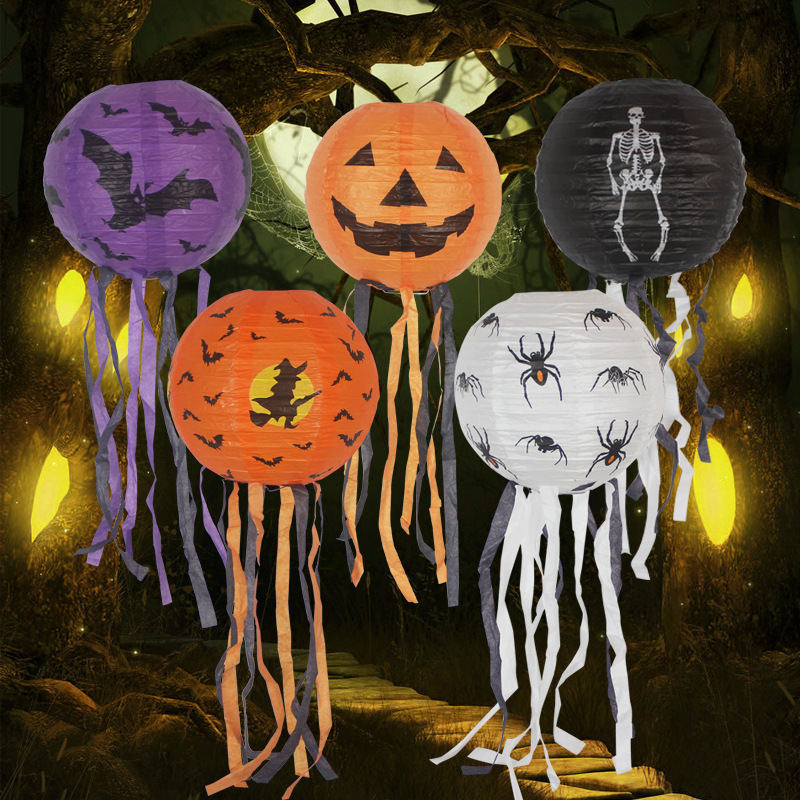 Halloween Day party decorations 20cm 30cm 40cm paper lantern Hanging streamers pumpkin paper lanterns Halloween accessories prop