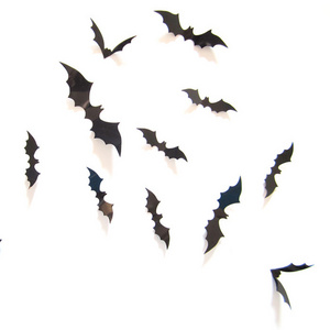 Halloween decorations stickers 3D bat and spider Bar KTV haunted house decorative 12pcs/set PVC wall stickers