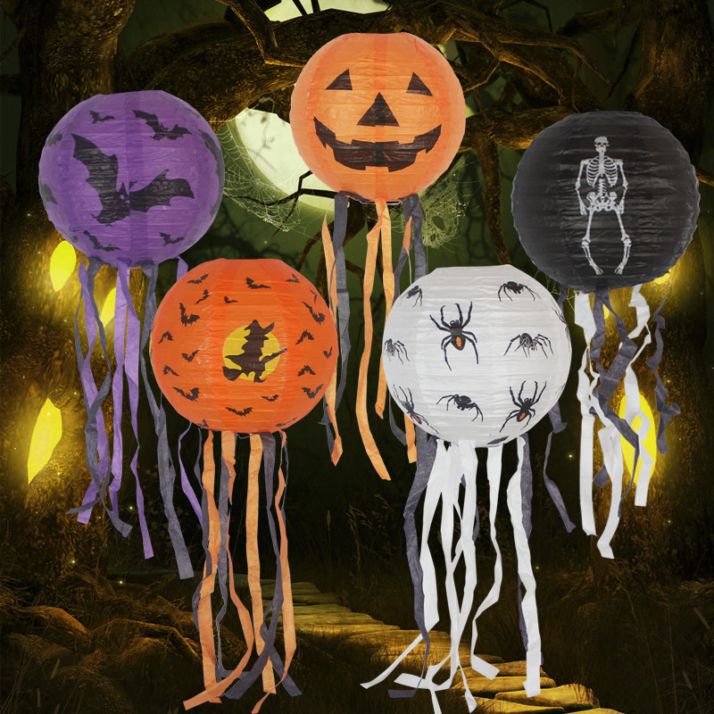 Halloween Day party decorations 20cm 30cm 40cm paper lantern Hanging streamers pumpkin paper lanterns Halloween accessories prop