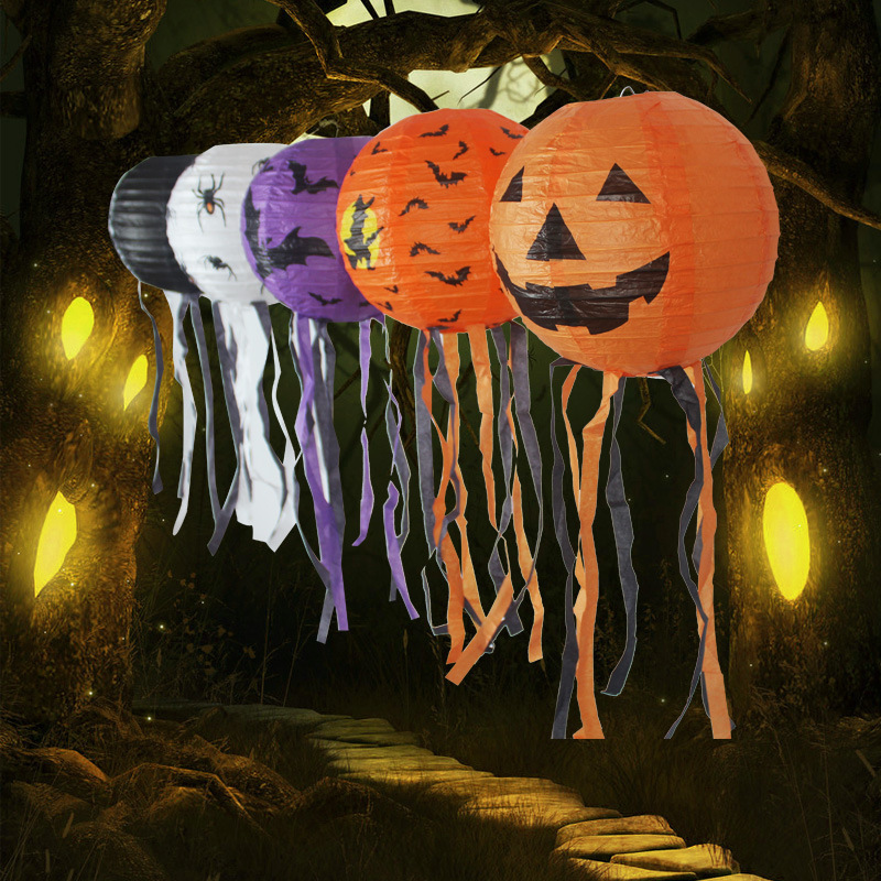 Halloween Day party decorations 20cm 30cm 40cm paper lantern Hanging streamers pumpkin paper lanterns Halloween accessories prop