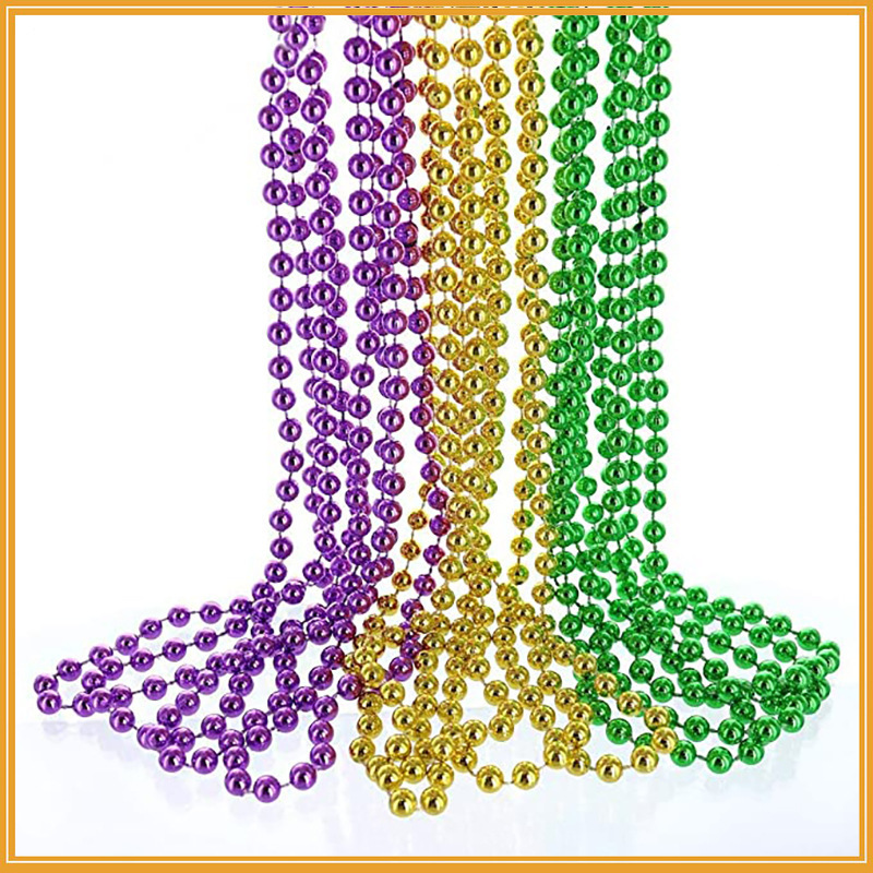 CIVI Mardi Gras Beads Bulk Purple Green Gold Beaded Necklace Mardi Gras Throw Beads Party Supplies