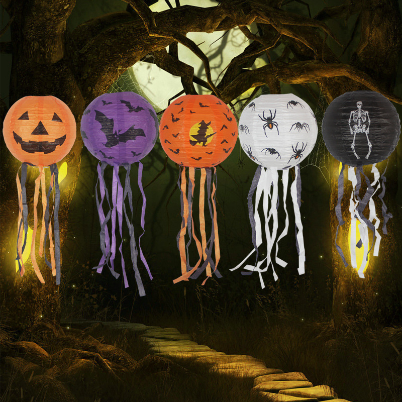 Halloween Day party decorations 20cm 30cm 40cm paper lantern Hanging streamers pumpkin paper lanterns Halloween accessories prop