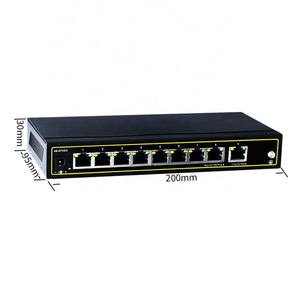 RJ45 8 port Industrial network ethernet switch Unmanaged 10/100/1000M Ethernet poe fiber Switch 120w standard AF/AT POE 30w