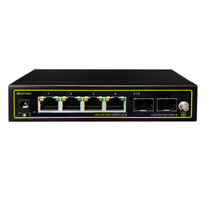 Desktop/Wall-Mount 802.3af/at VLAN Mode  4 Gigabit PoE 60W 2 Uplink Gigabit Port ,6 Port Gigabit Ethernet Unmanaged PoE Switch