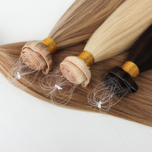 Invisible Beaded And Looped Wefts Double Weft PU Skin Tape Micro Link Beaded Weft Hair Extensions