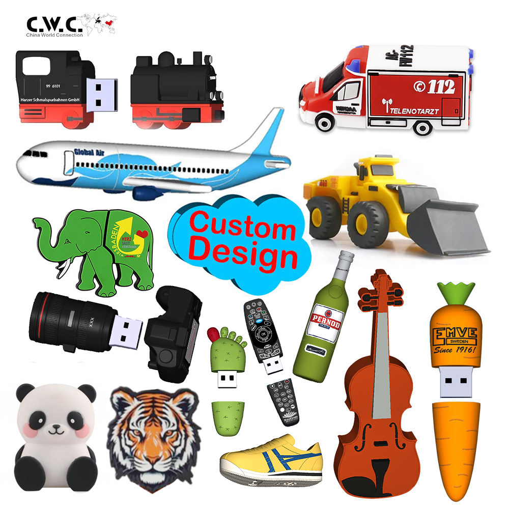 Personalized Design Your IDEA 3D Shape Logo PVC Cartoon 8Gb 32Gb 64Gb Pen Drive PenDrive Memory Stick Custom USB Flash Drive