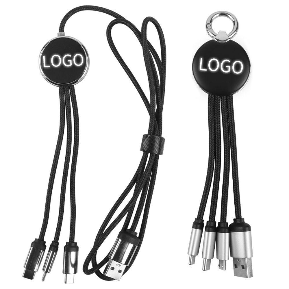 Promotional Gift Custom Charger Cable Light Up Logo Cellphone Fast Charging Cord USB LED Light Charging Cable