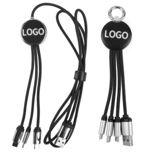 Promotional Gift Custom Charger Cable Light Up Logo Cellphone Fast Charging Cord USB LED Light Charging Cable