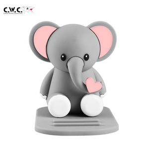 Custom Design Pvc Animal Cute Cartoon Desk Cellphone Stand Elephant Shape Mobile Phone Holder