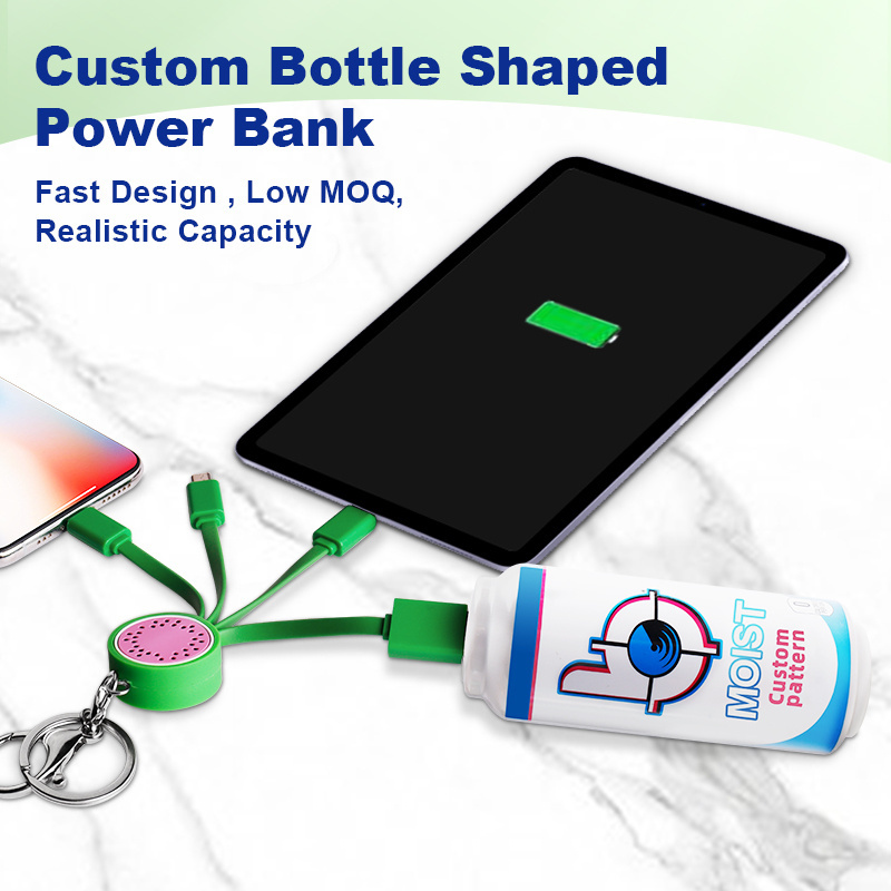 Personalized Custom Logo Creative Cartoon Square Round Bottle Shape 10000mah Portable PowerBank Custom Power Bank