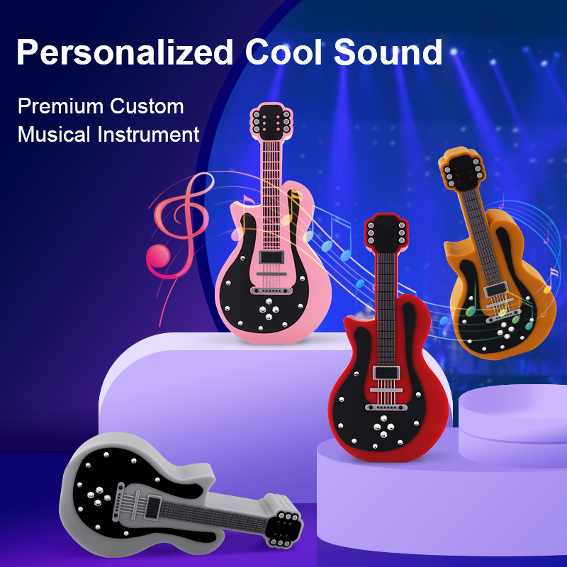 PVC Guitar Shape Portable Wireless Speaker Mini Audio Music Custom Wireless Blue Tooth Speaker