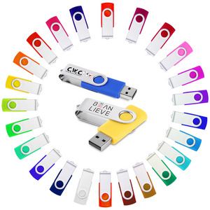 Custom Logo 32gb 64gb 128gb 256gb 2.0 Rotation Fingerprint Pendrive Metal Memory Stick Swivel Usb Flash Drive