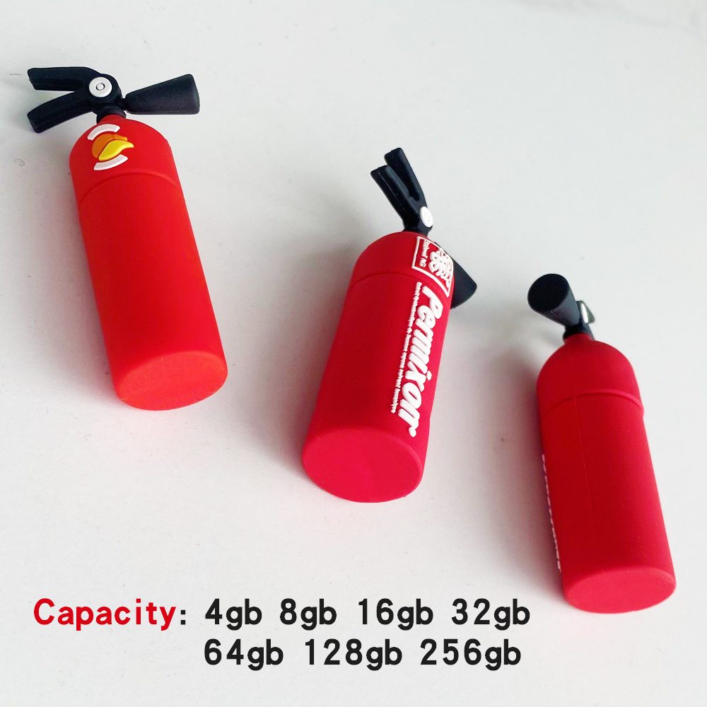 Customized Gift Fire Alarm Firefighter Pvc Extintor Fire Hydrant Fire Extinguisher Custom Usb Flash Drive