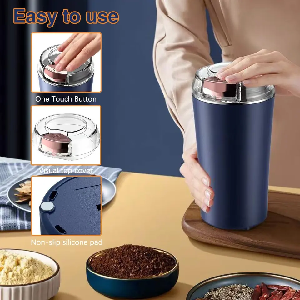 One-touch Push-Button Portable Spice Herb Peanut Grains Beans Coffee Electric Grinder