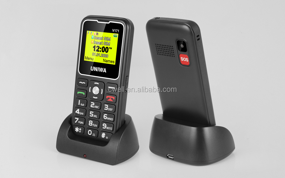 UNIWA V171 2G GSM Keypad Feature Phone Dual SIM Seniors Mobile Phone With Charging Dock