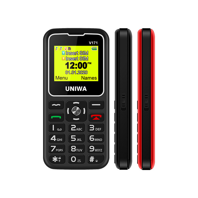 UNIWA V171 Big Font Big Button SOS Charging Dock Dual SIM Flashlight Mobile Phone for Elderly Feature Phone