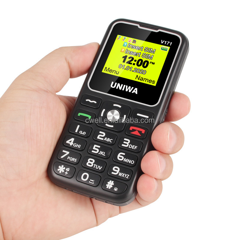 UNIWA V171 2G GSM Keypad Feature Phone Dual SIM Seniors Mobile Phone With Charging Dock