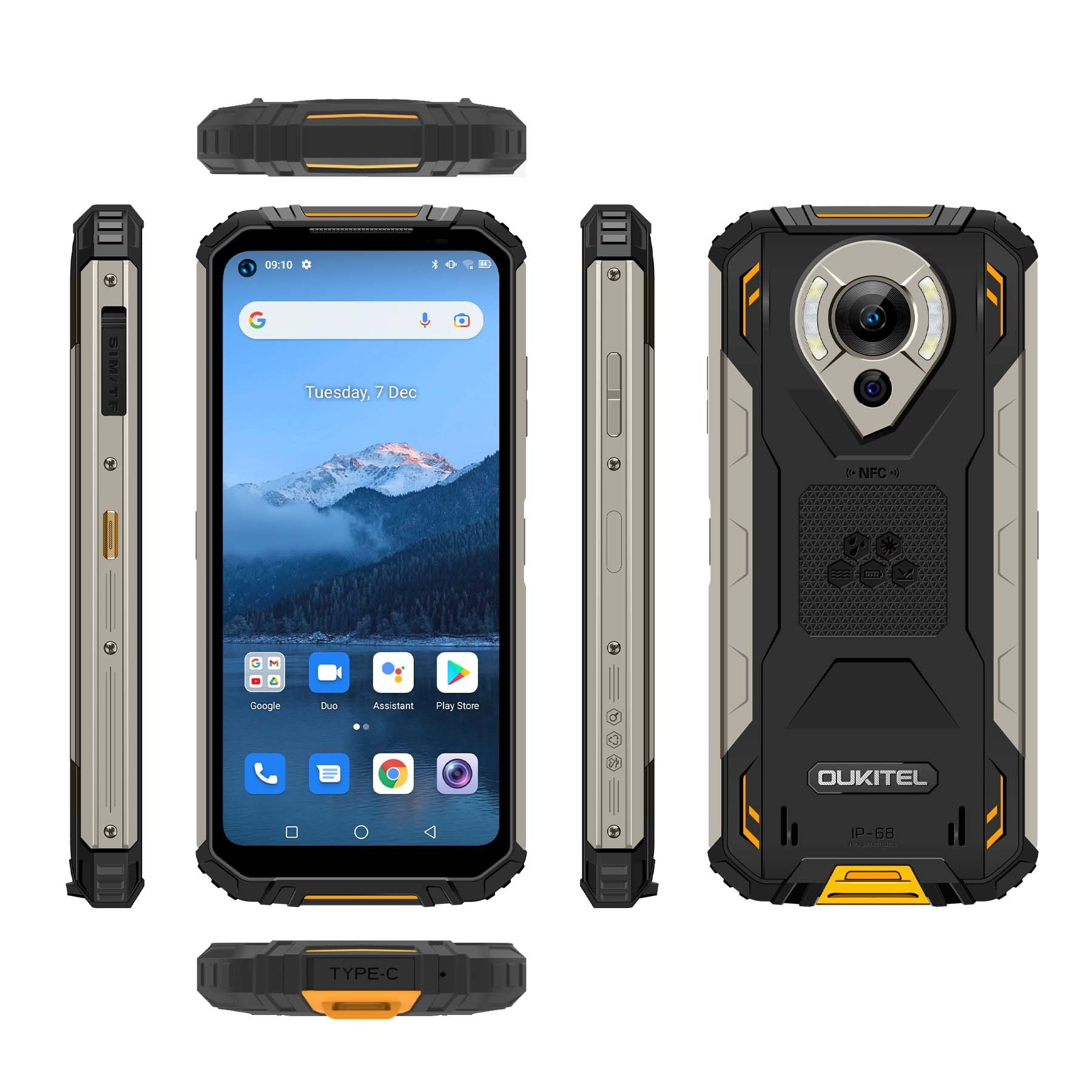 Factory wholesale Oukitel Wp16 10600mah Ip68 Waterproof 8gb+128gb Rugged Phone 6.39'' Android 11 4g Smartphone