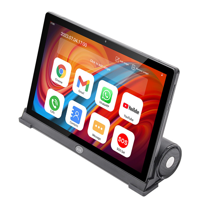 E1083D Seniors SOS Tablet PC BT Speaker Dock 10 inch Octa Core 4G LTE Phone Call Android 13 Tablet with Dual SIM Card Slots