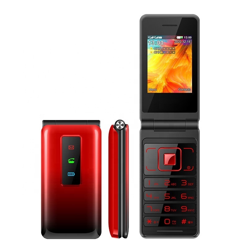 UNIWA T320E 2.4 Inch Display Screen Dual SIM GSM Feature Keypad Handphone Red gold flip phones