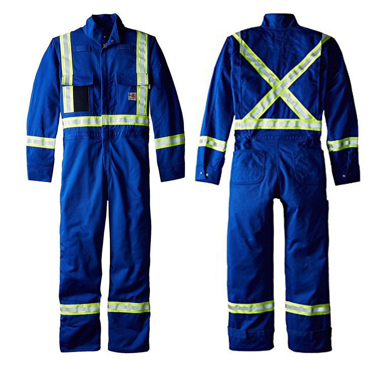 fire retardant clothing 100%cotton FR Hi Vis reflective workwear suits flame resistant industrial working uniform coverall