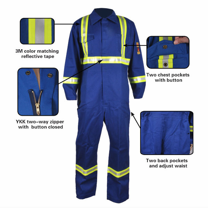 Red Bule EN 11612 Boiler Suit Mining FR Clothing Flame Resistant Industrial Clothing