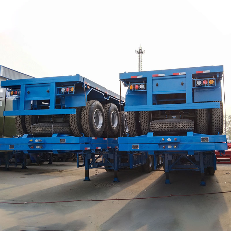 Chinese New Used 3 axles 60 Tons 80 /100 Ton Flatbed Trailer Flat Bed Semi Trailer For Sale