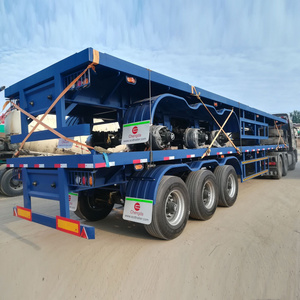 Chinese New Used 3 axles 60 Tons 80 /100 Ton Flatbed Trailer Flat Bed Semi Trailer For Sale