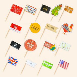 Wholesale flag toothpicks party food decoration toothpick flag custom hamburger steak cupcake toothpicks with flags suppliers