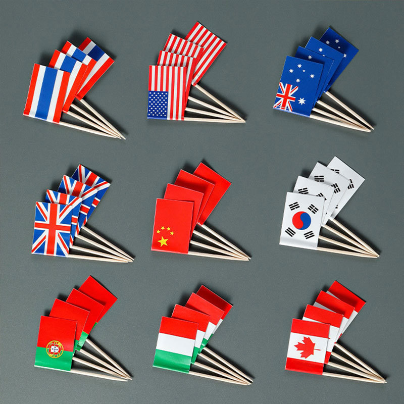 Customized country flag toothpicks national flag toothpick picks custom printed branded toothpick flags for festival party