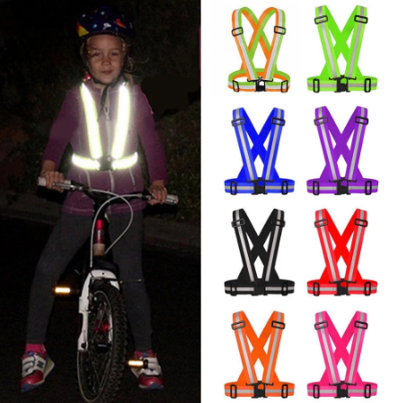 Hi-Viz Adjustable High Light  Reflective Safety Belts Running Vest Reflector Sash Jogging For Night  Outdoor Cycling