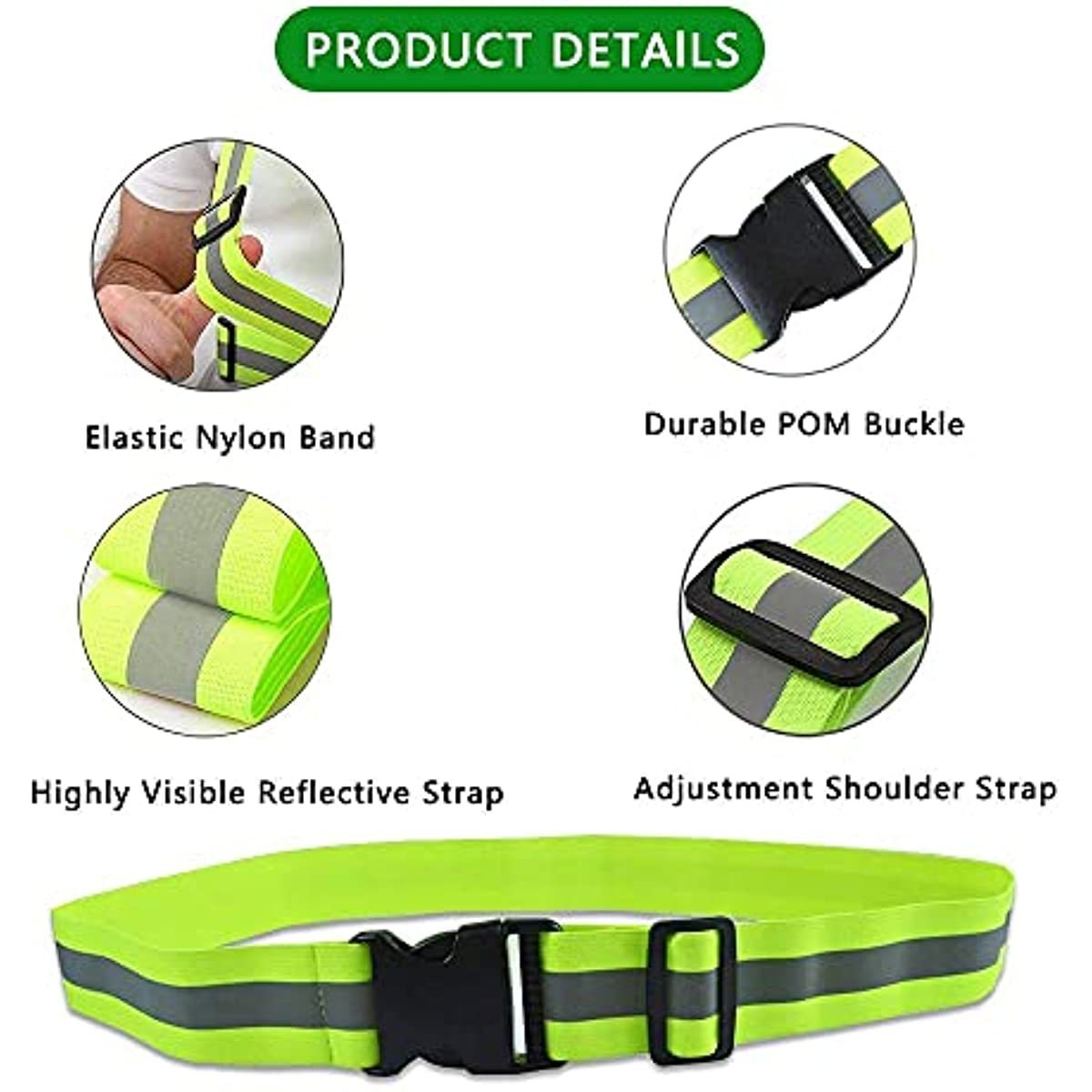 High Vis Reflective Glow Belt Safety Gear Reflector Adjustable Belt for Running Cycling Walking