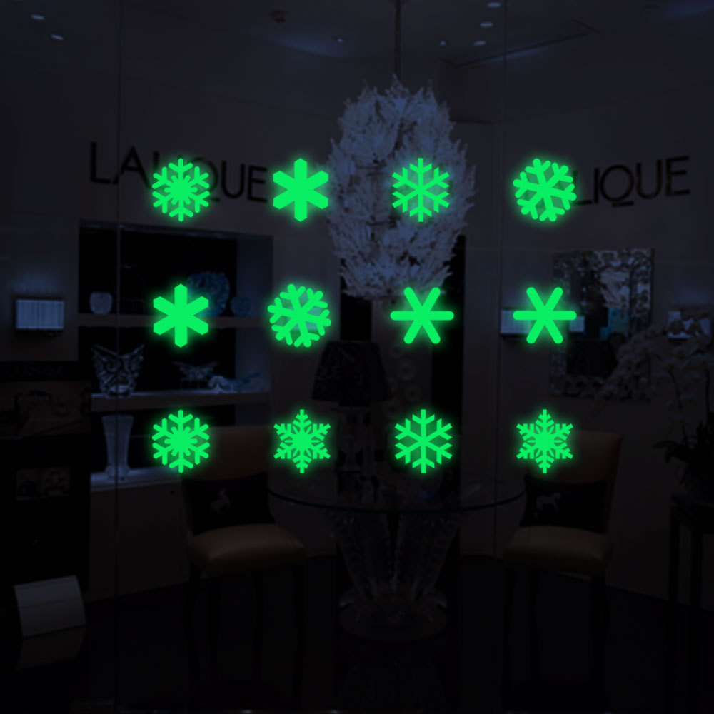 Hot Sale Luminous Christmas Elements  Fawn Snowman Snowman Pine Tree Wall Fluorescent Sticker For Window/Wall/Decoration