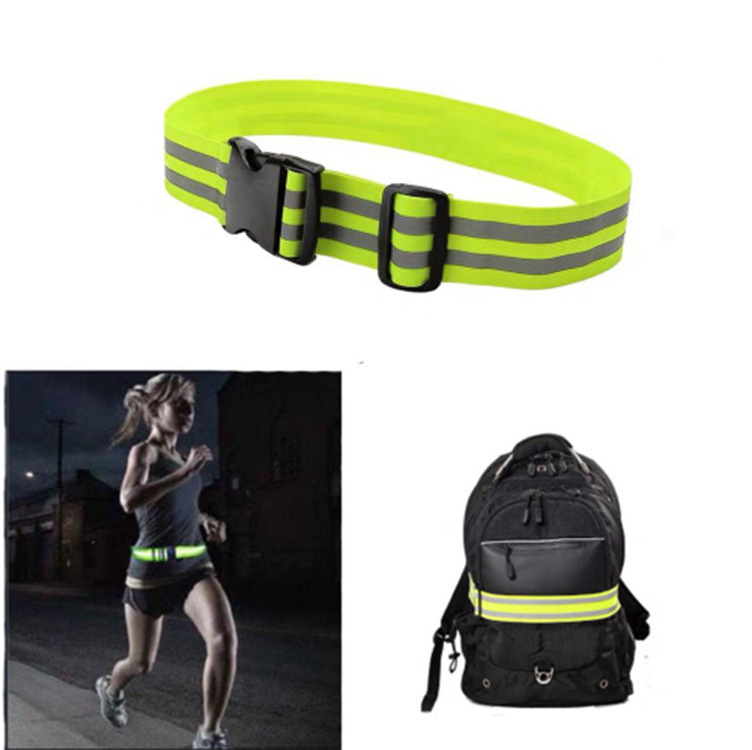 Sports accessories adjustable high light purple motorcycle reflective belt cycling waist reflector polyester strap for safety