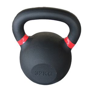 Color-coded Rings Cast Iron Powder Coated Fitness Kettlebell With Wide Handles & Flat Bottoms