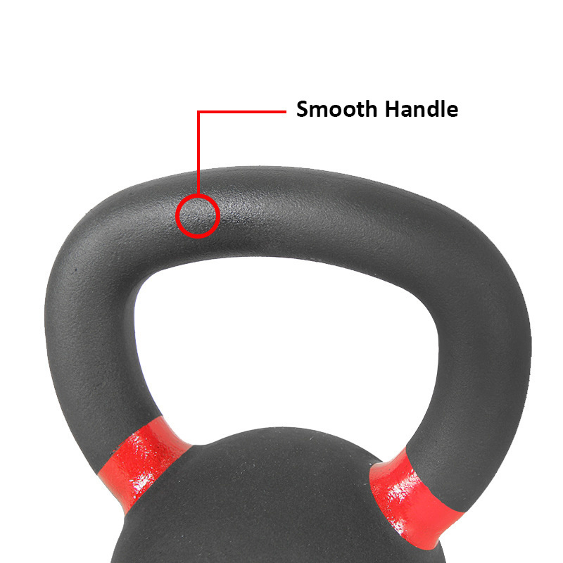 Color-coded Rings Cast Iron Powder Coated Fitness Kettlebell With Wide Handles & Flat Bottoms