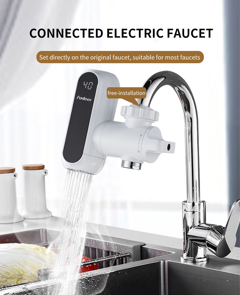 Fudeer Easy installation  Electric Heating Water Tap Instant Hot Water Faucet Heater  Heating Faucet mini electric water heater