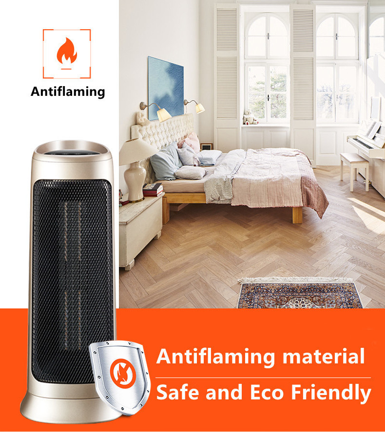 1000w 2000w Fast Heating Quiet Vertical Adjust Thermostat Oscillating Infrared Electric Ceramic PTC Fan Heater with LED Display